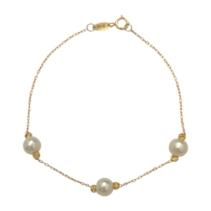 15153 0.750 17.5 دستبند طلا سه مروارید البرنادو